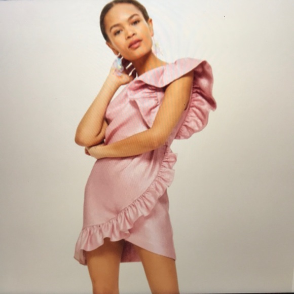 topshop pink metallic dress